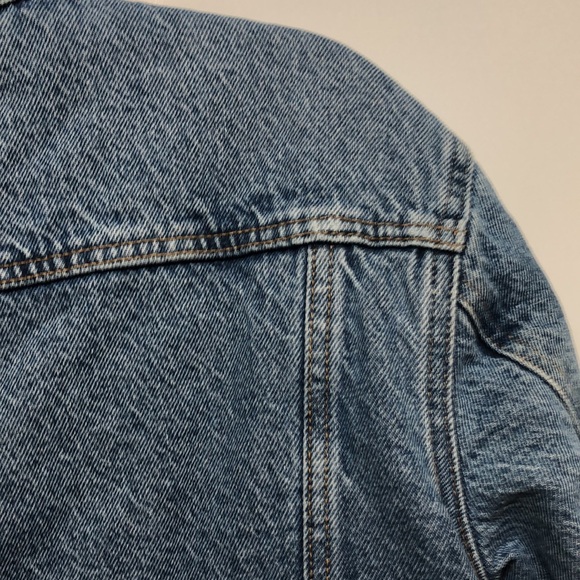 LEVIS Sherpa Lined Denim Trucker Jacket Men's Size L Blue Jean Vintage snap - Picture 11 of 16